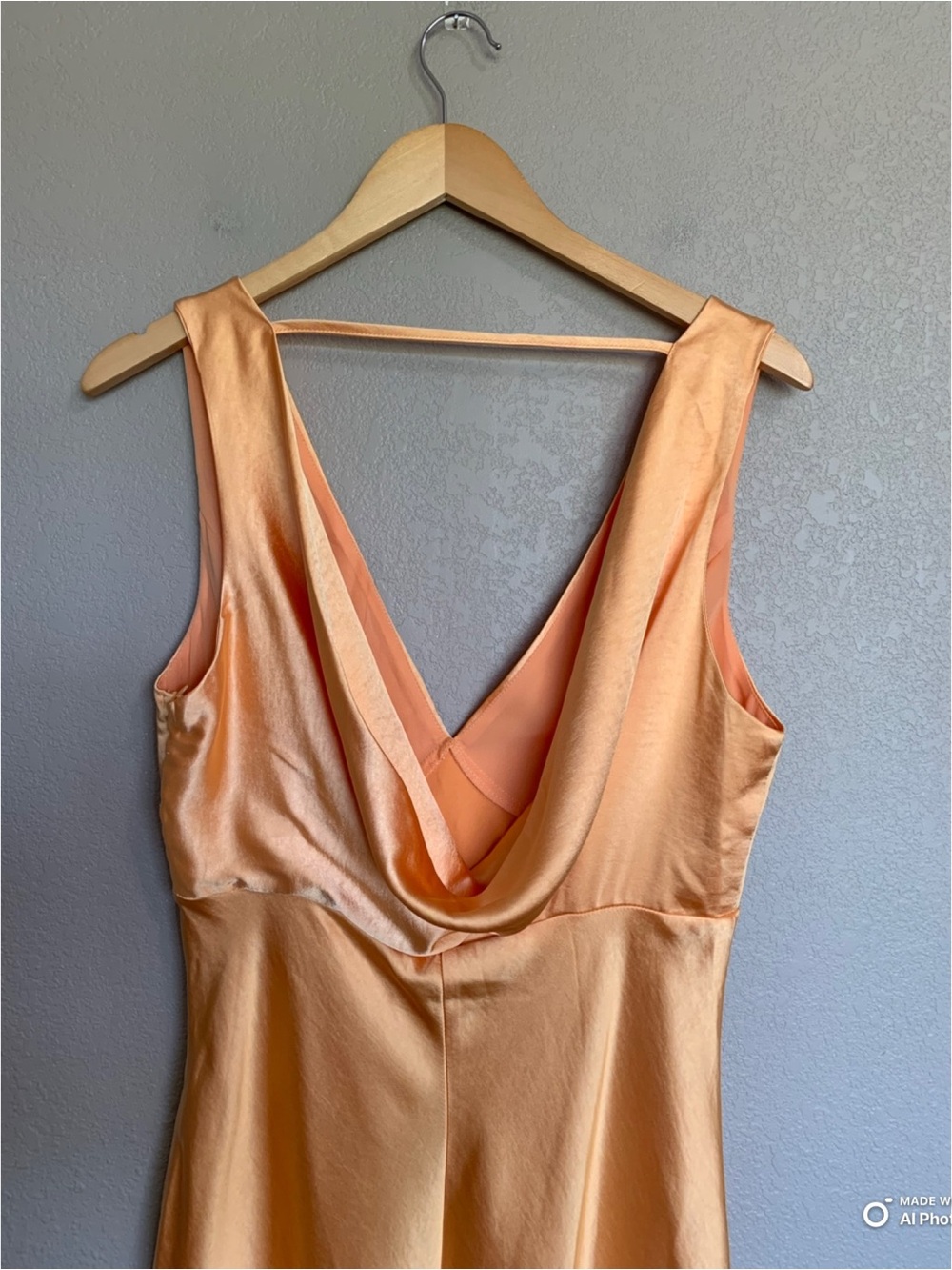 Lulus Large Incredible Love Light Orange Satin Cowl Back Midi Slip Dress NWT - Picture 8 of 16